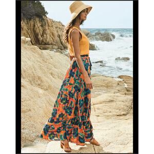 Peruvian Connection Women's 100% Viscose Boho Floral Maxi Skirt, Size XS, EUC